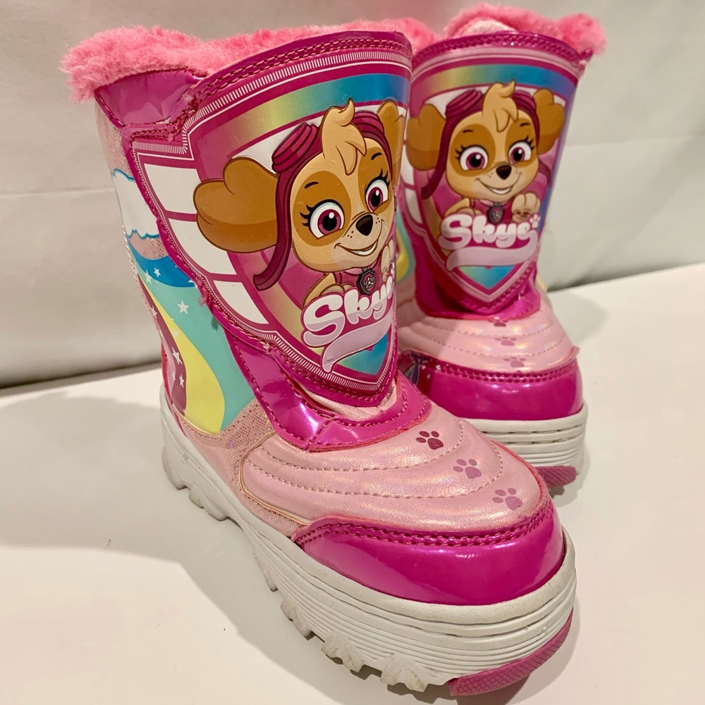 Paw Patrol Skye Kids Girls 9 Faux Fur Boots Pink